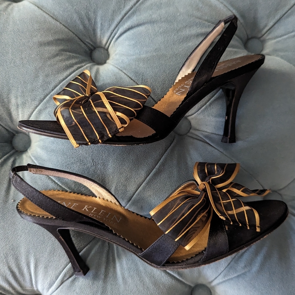 vintage ANNE KLEIN bow slingback heels 8